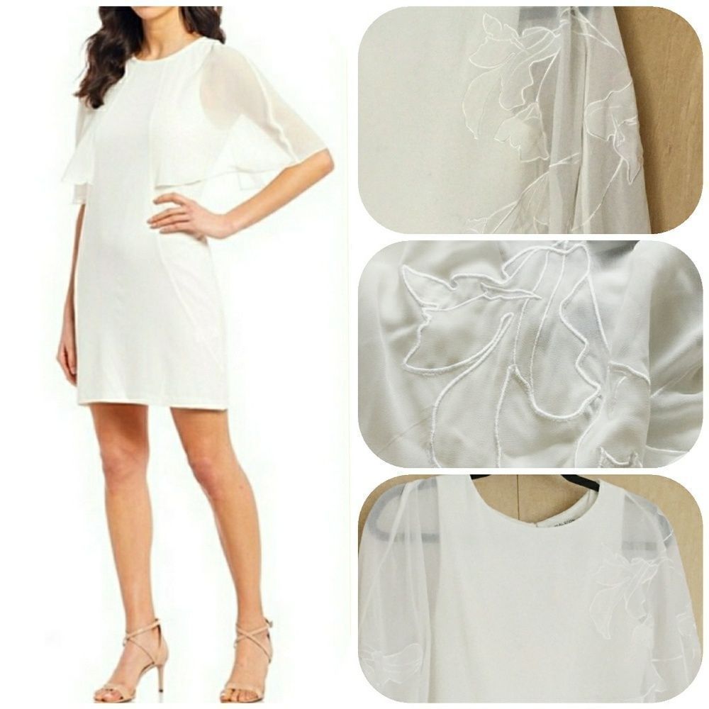 Cape Sleeve Cocktail Dress Halston Heritage - Picture 3 of 8